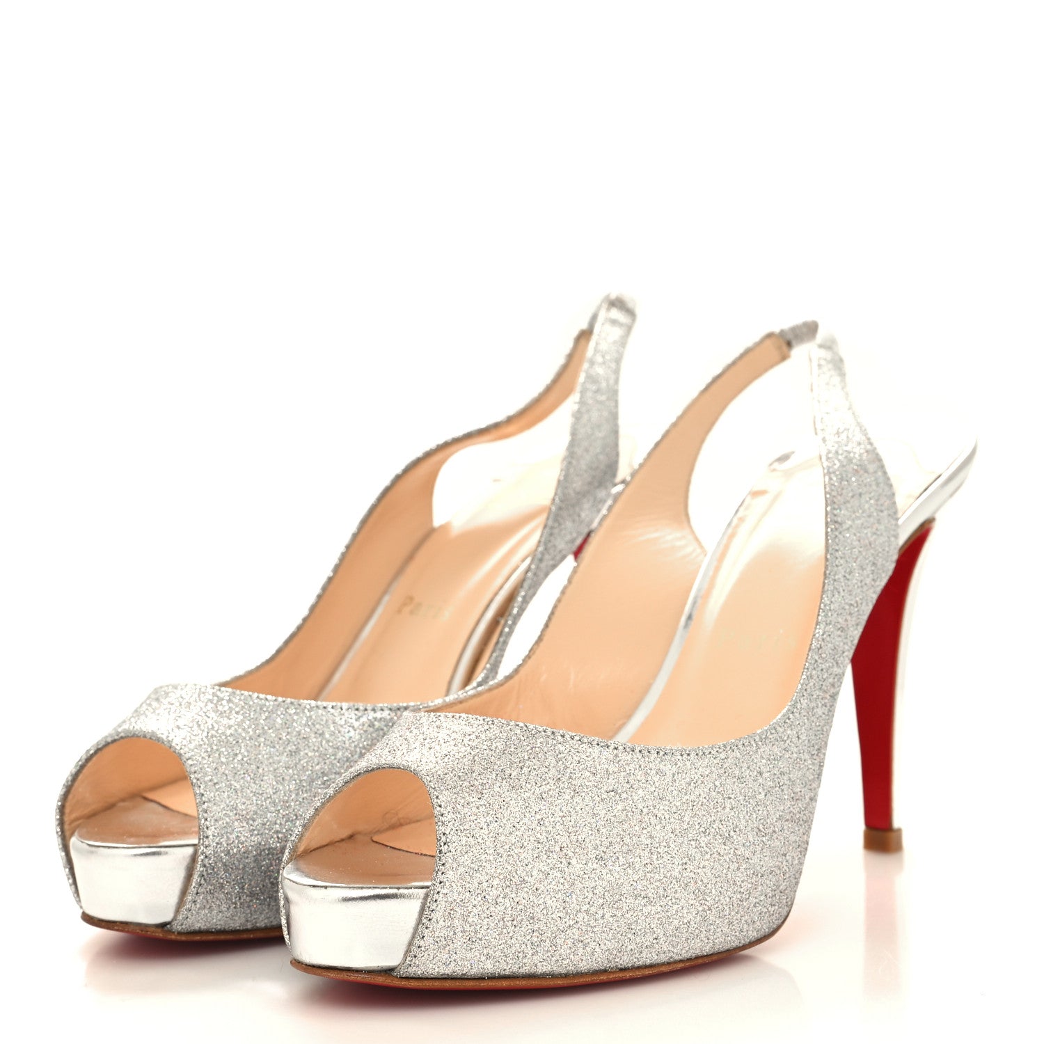 Christian Louboutin Glitter No Prive 100 Pumps 37 Silver 3 of 8
