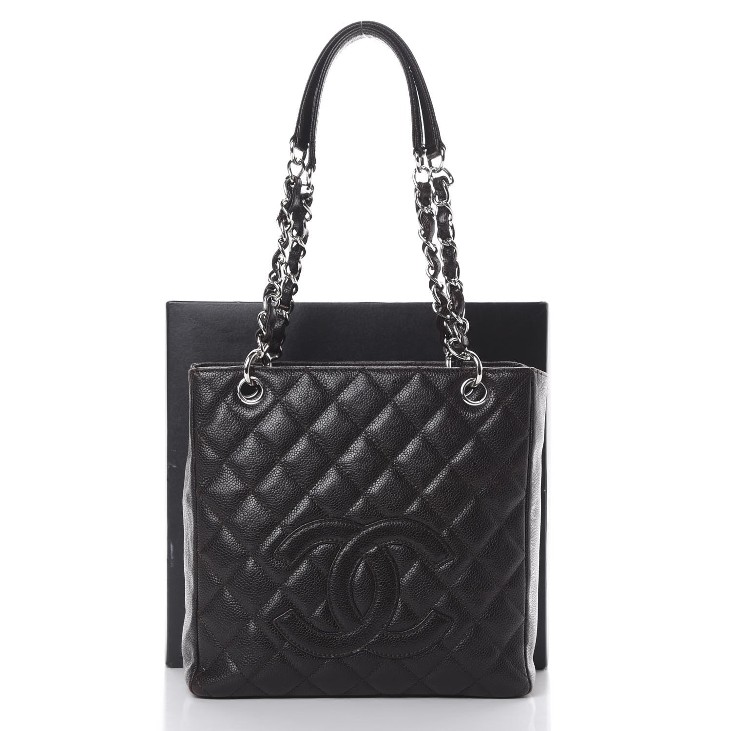 Chanel Caviar Petit Shopping Tote PST Dark Brown 15 of 15
