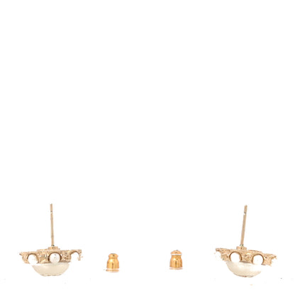 Chanel Metal Pearl CC Round Earrings Gold 3 of 5
