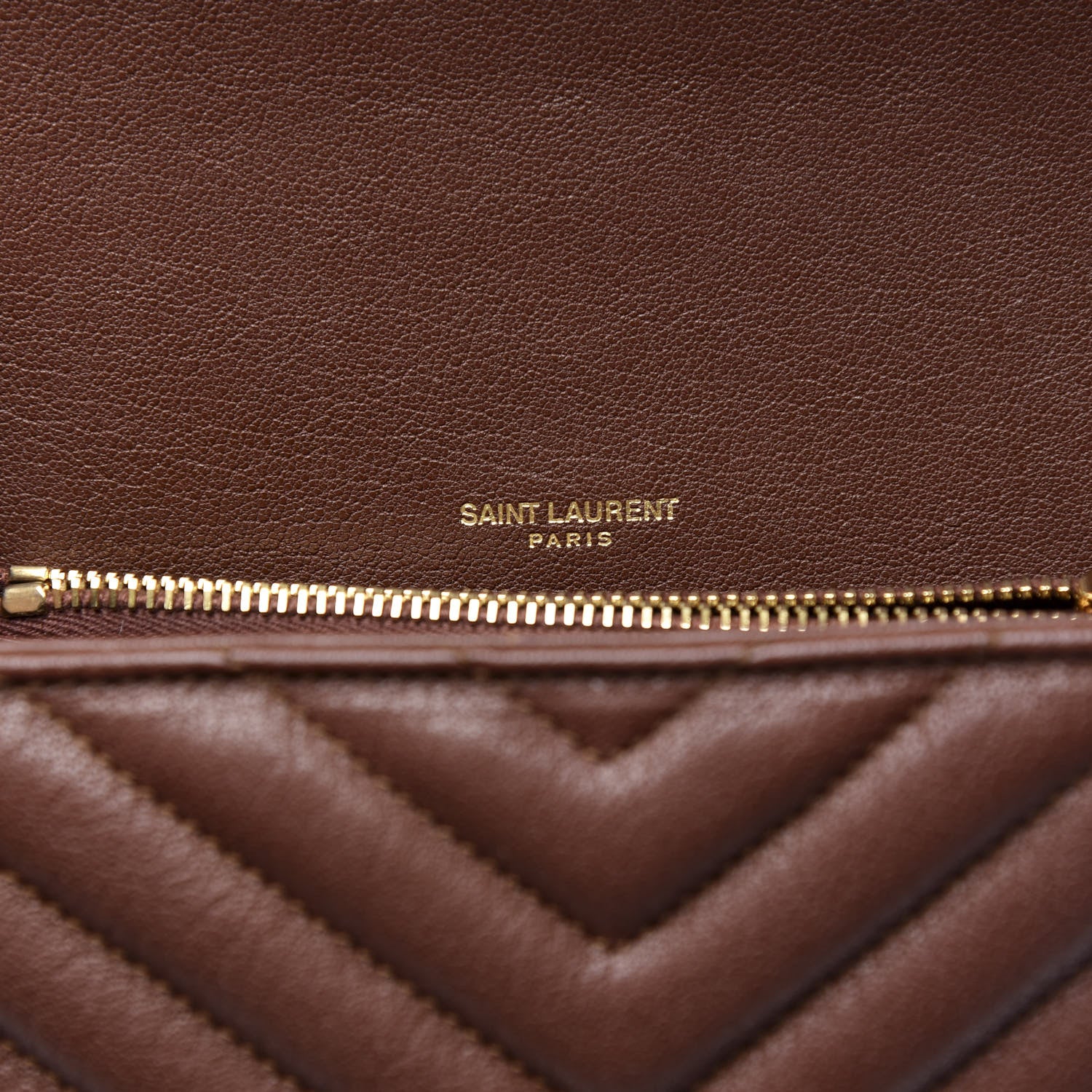 Saint Laurent Calfskin Matelasse Chevron Monogram Medium College Bag Brandy Old 6 of 9