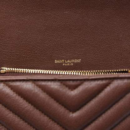 Saint Laurent Calfskin Matelasse Chevron Monogram Medium College Bag Brandy Old 6 of 9