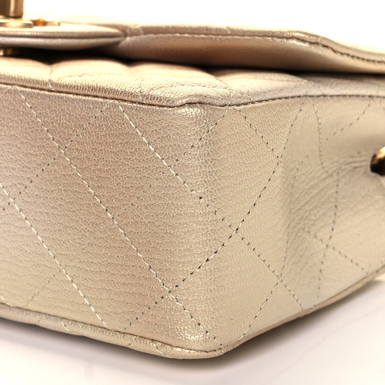 Chanel Metallic Goatskin Quilted Mini Rectangular Flap Gold 9 of 10