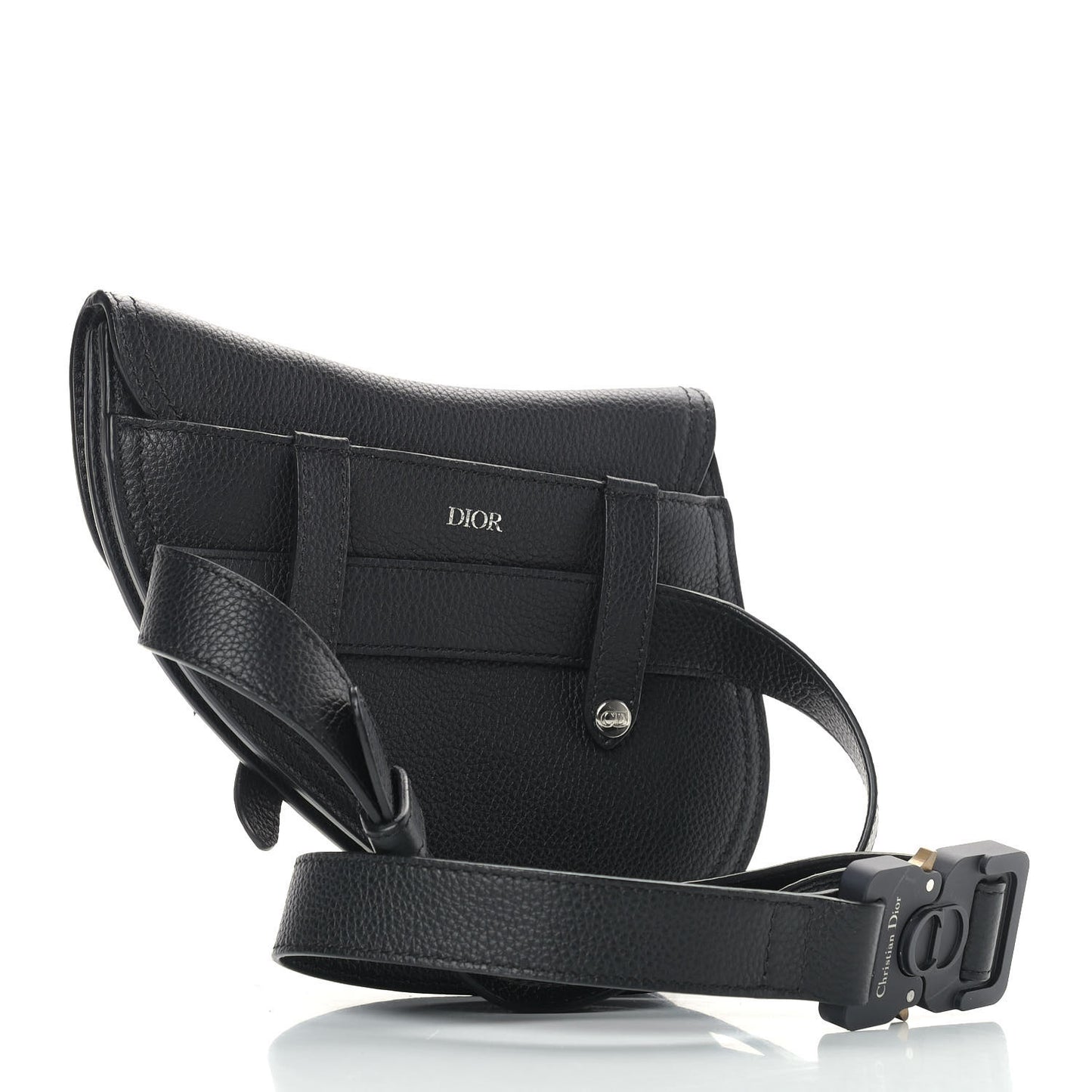 Grained Calfskin Saddle Pouch Belt Bag Black