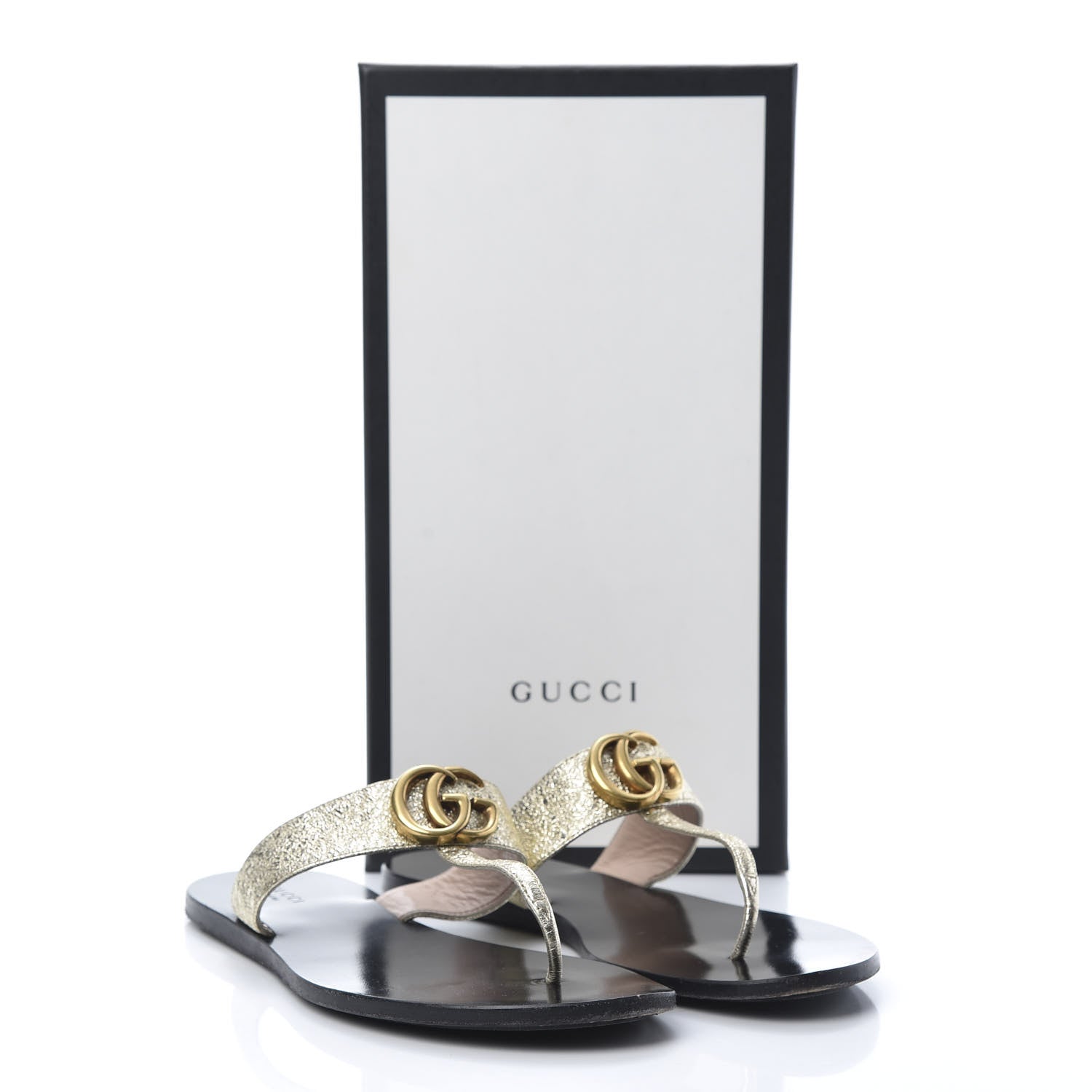 Gucci Nappa Silk Galassia GG Marmont Thong Flat Sandals 38.5 Platino 13 of 13