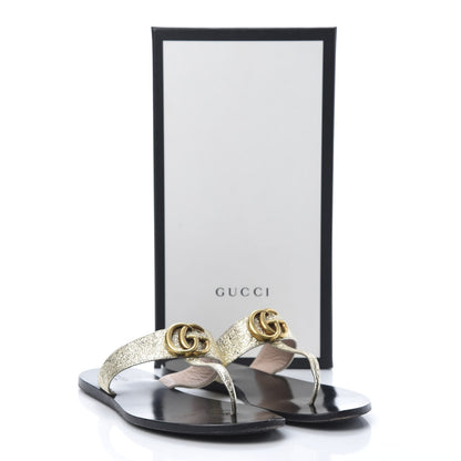 Gucci Nappa Silk Galassia GG Marmont Thong Flat Sandals 38.5 Platino 13 of 13