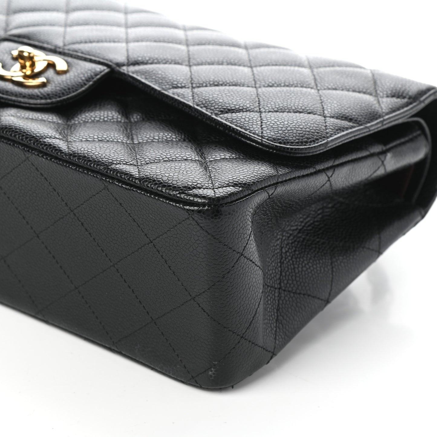 Caviar Quilted Jumbo Double Flap Black