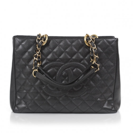 Caviar Quilted Grand Shopping Tote GST Black