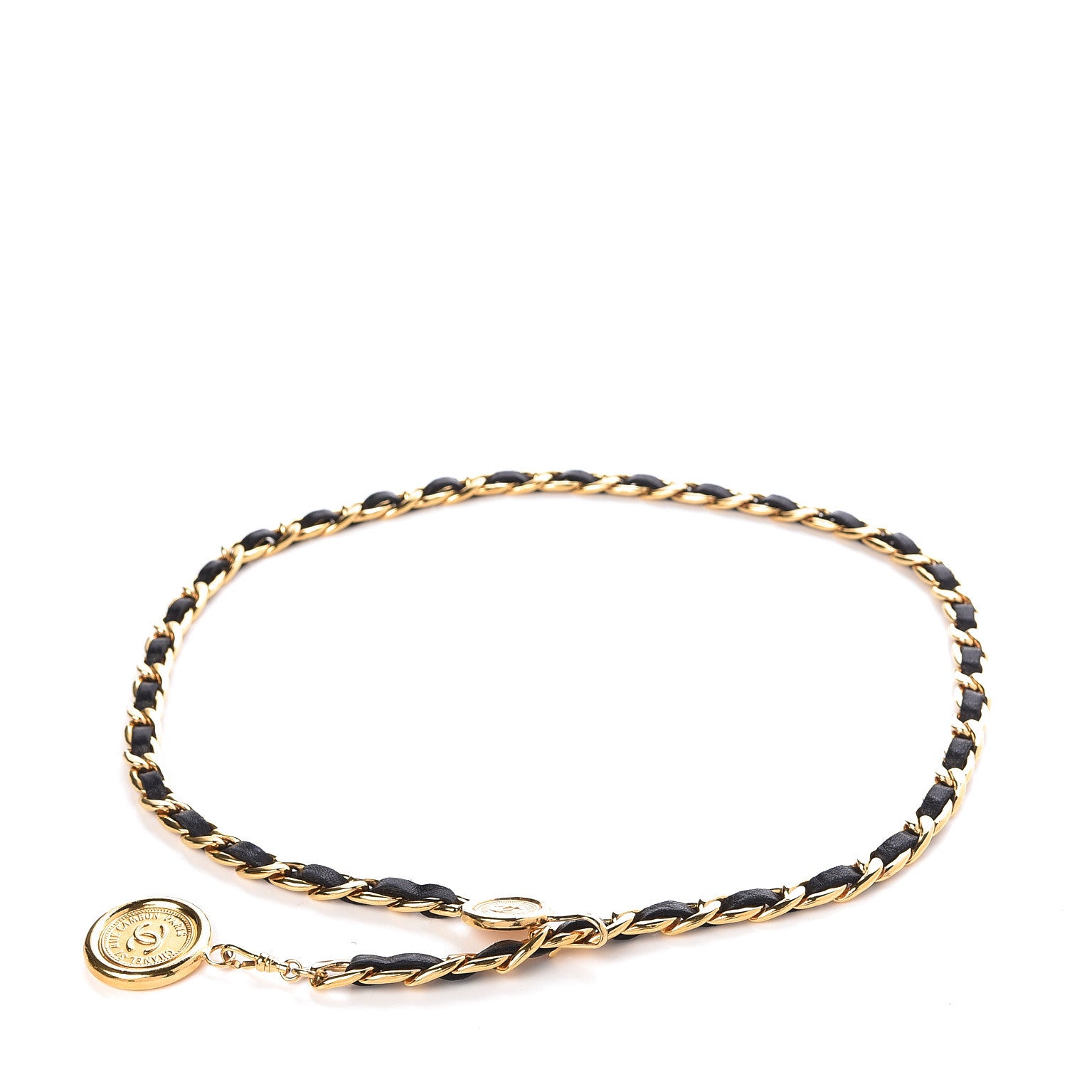 Chanel Lambskin Chain CC Medallion Belt Black Gold 1 of 5