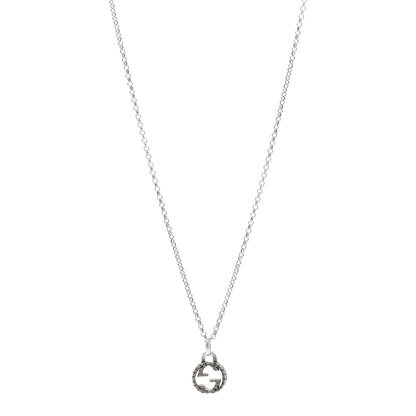 Gucci Sterling Silver Small Textured Interlocking G Pendant Necklace 1 of 5
