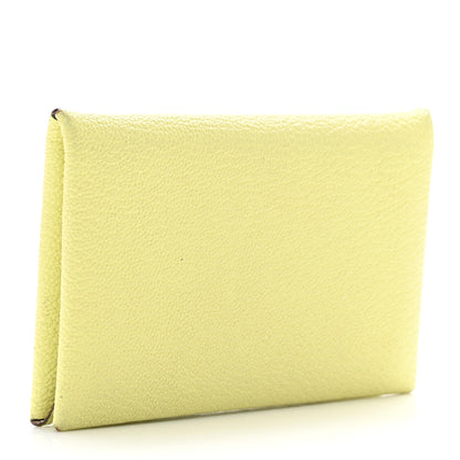 Hermes Chevre Mysore Verso Calvi Card Case Jaune Bourgeon Nata 3 of 8