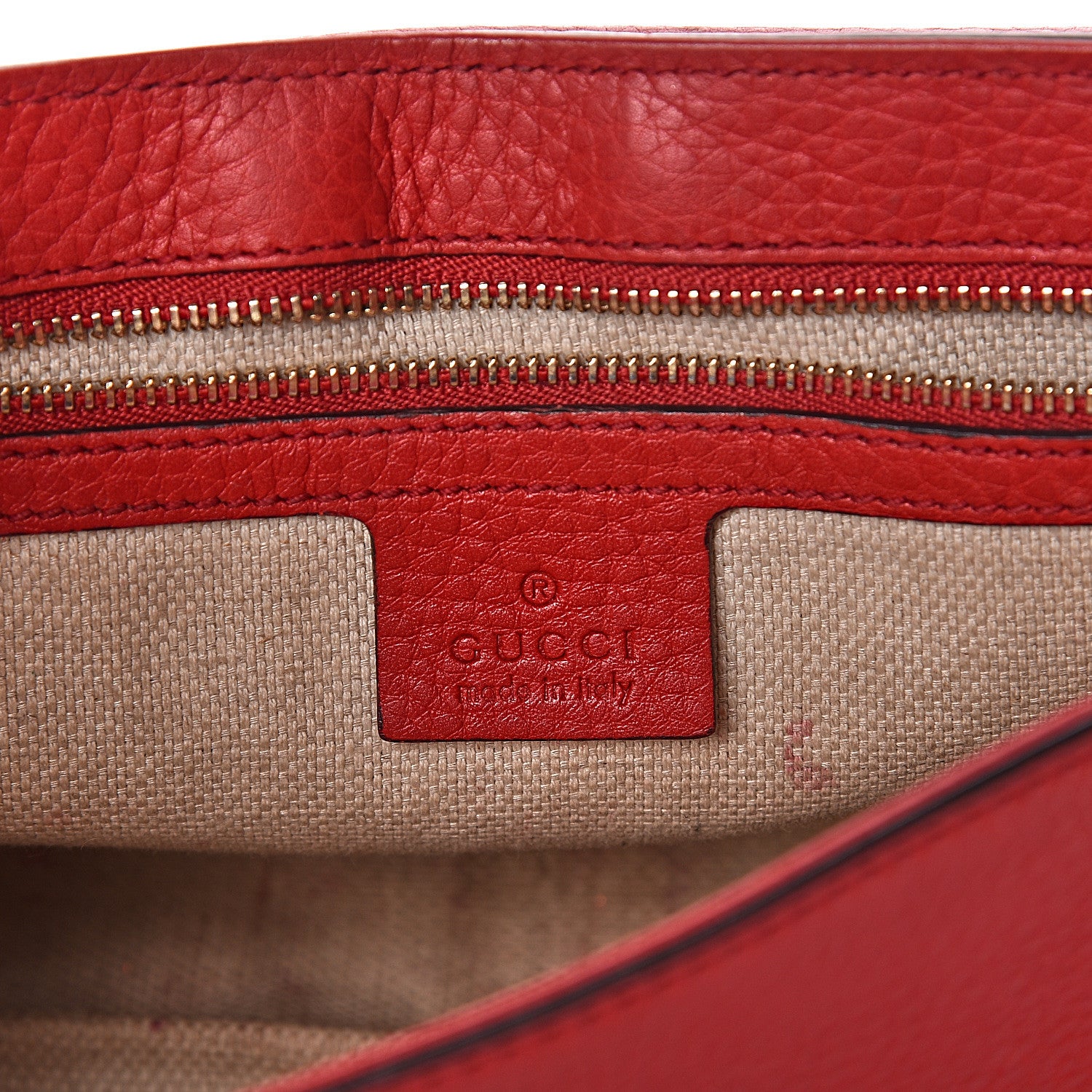 Gucci Pebbled Calfskin Medium Soho Flap Crossbody Tabasco Red 6 of 24