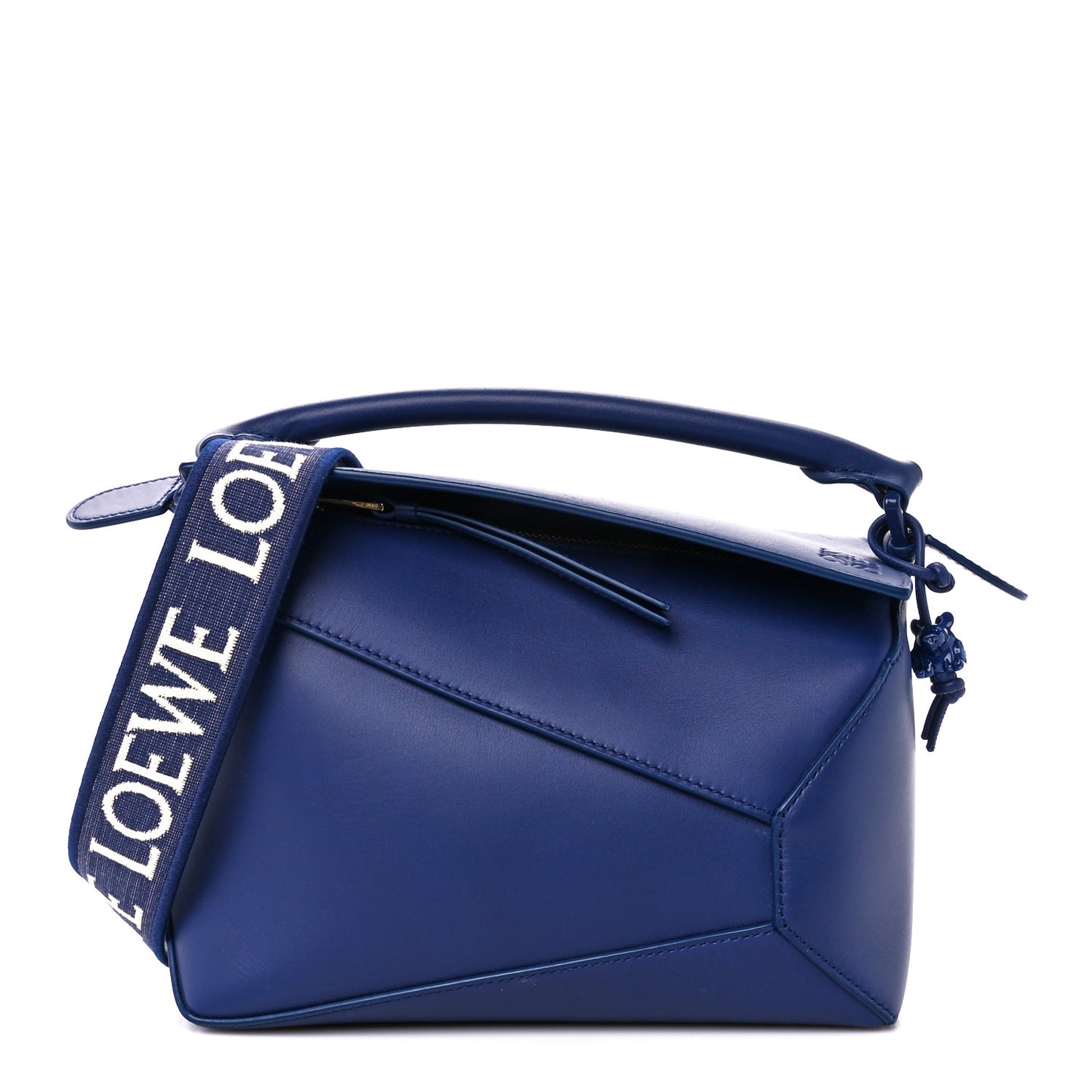Satin Calfskin Monochrome Small Puzzle Edge Bag Navy
