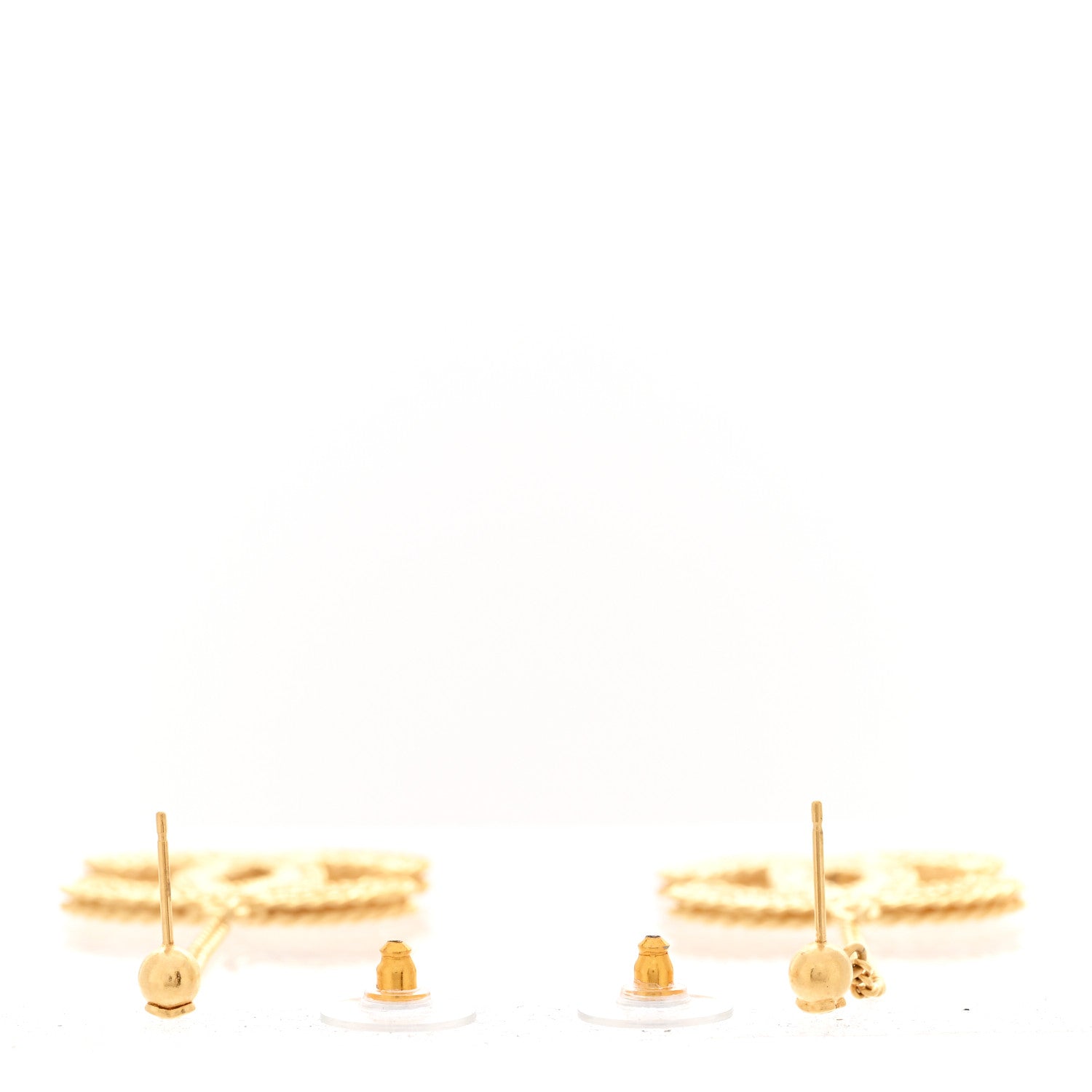 Chanel CC Drop Earrings Matte Gold 3 of 5