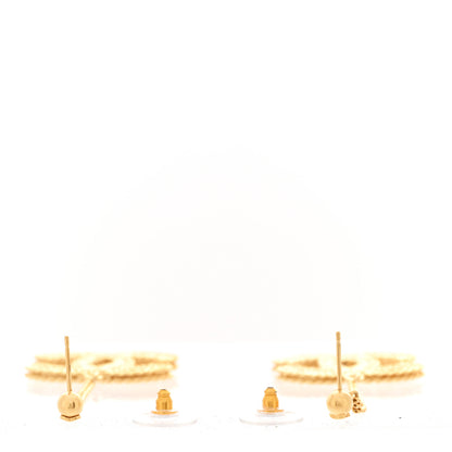 Chanel CC Drop Earrings Matte Gold 3 of 5