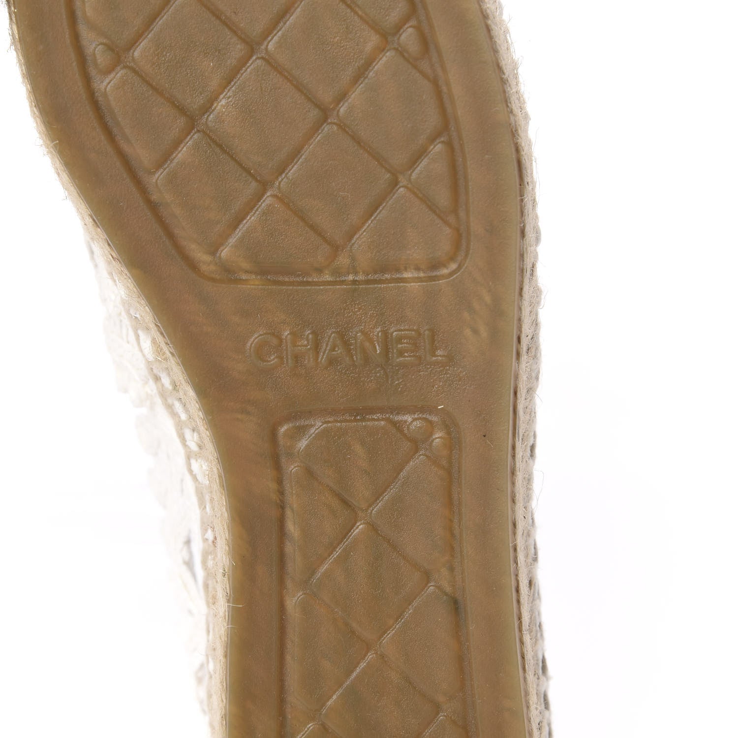 Chanel Woven Fabric Grosgrain CC Espadrilles 38 White Black 9 of 12