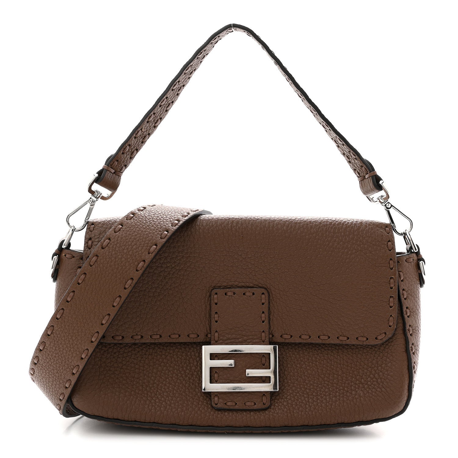Fendi Cuoio Roma Sellerissima Nappa Sintetica Tape Stitch Baguette Fettuccia 1 of 13