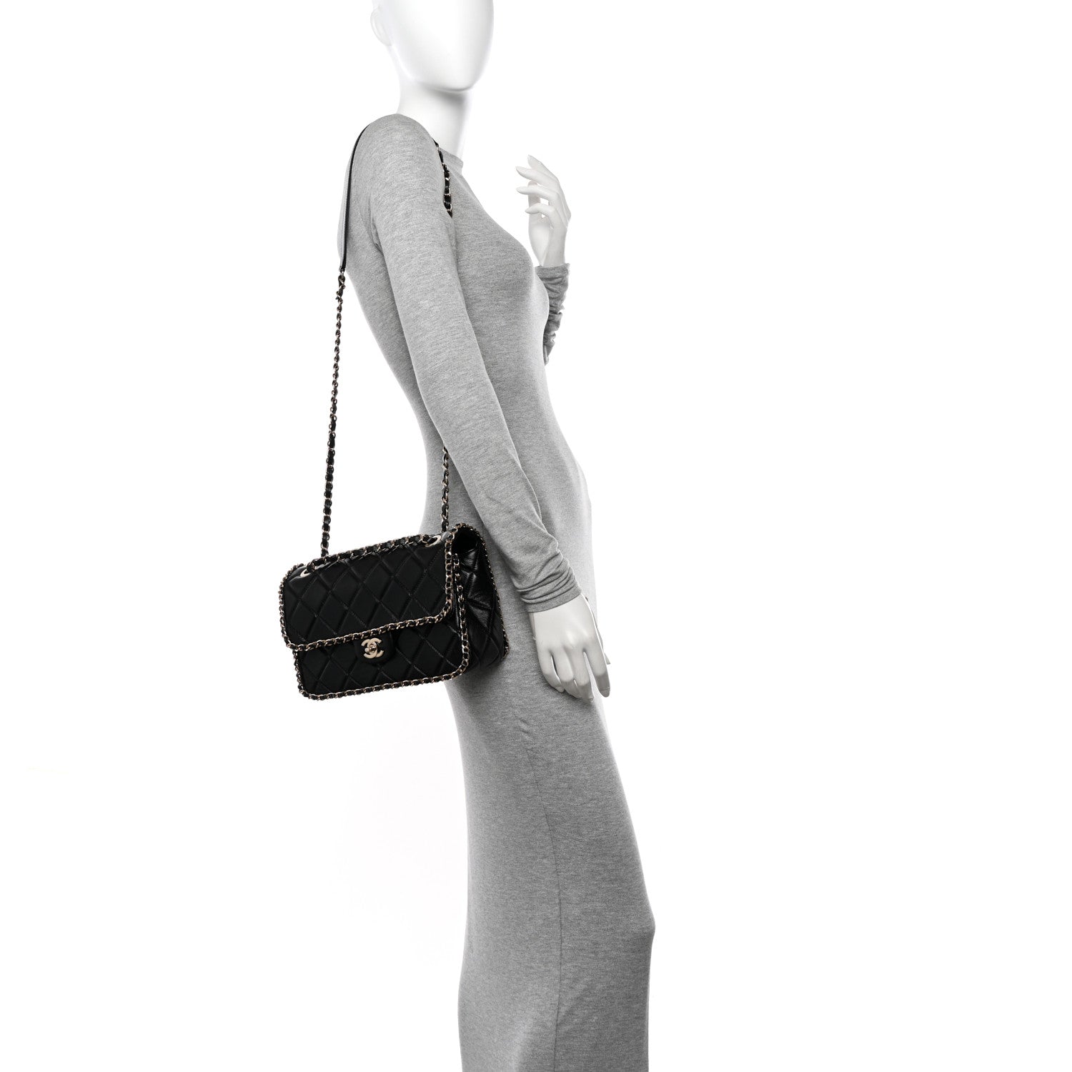 Chanel Crumpled Calfskin Medium Chain All Over Flap Black 2 of 10