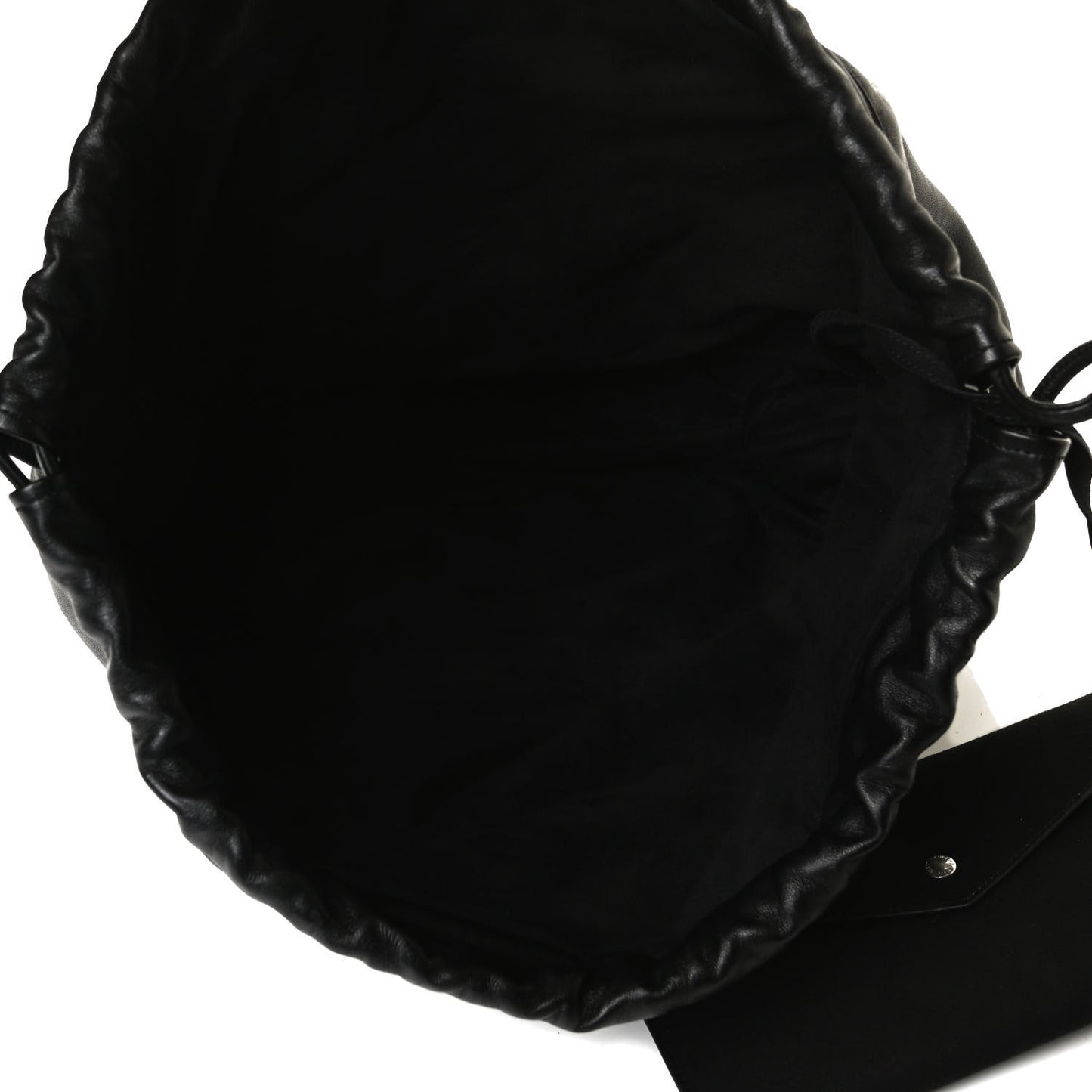Lambskin Drawstring Backpack Black