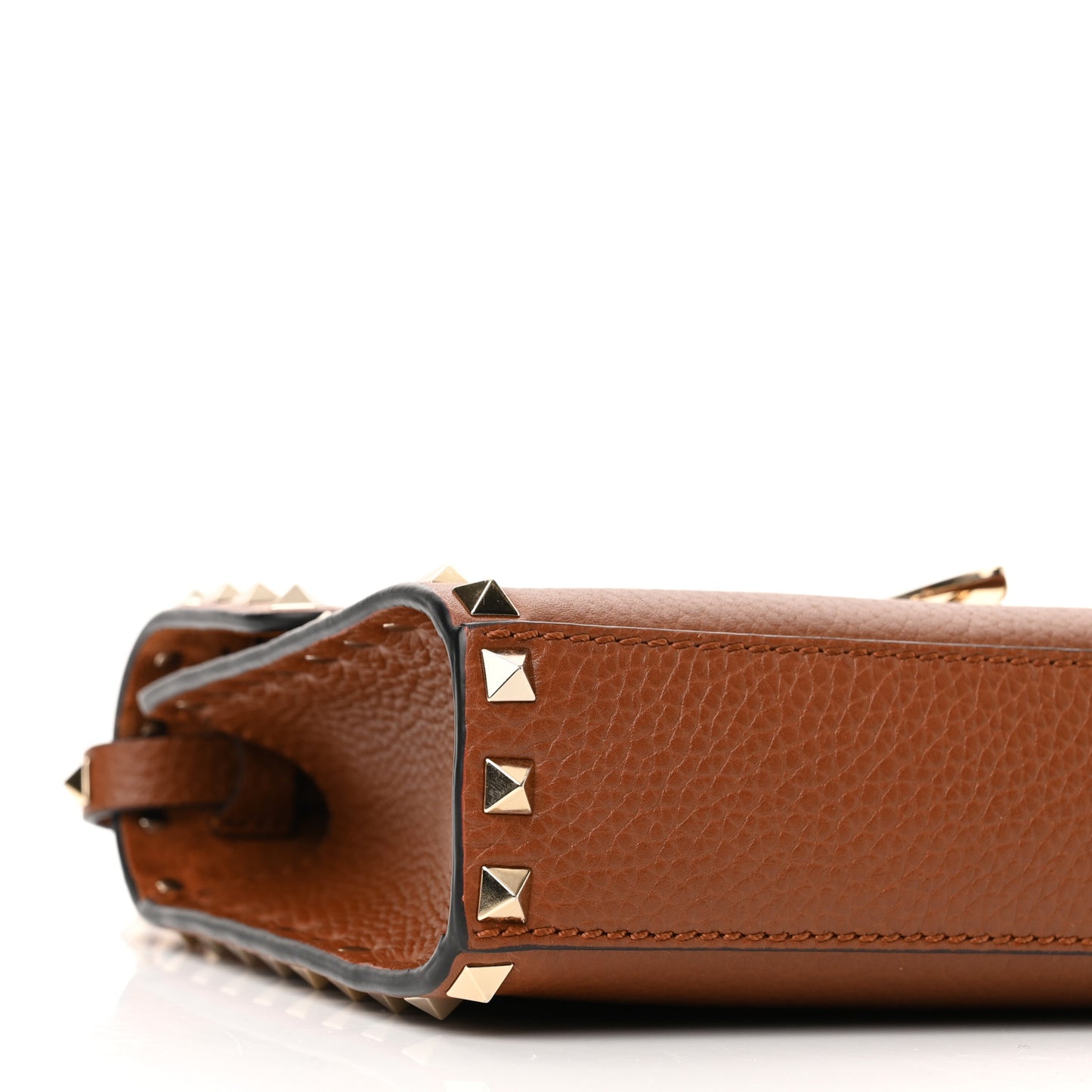 Pebbled Calfskin Medium Rockstud Flip Lock Crossbody Bag Bright Cognac
