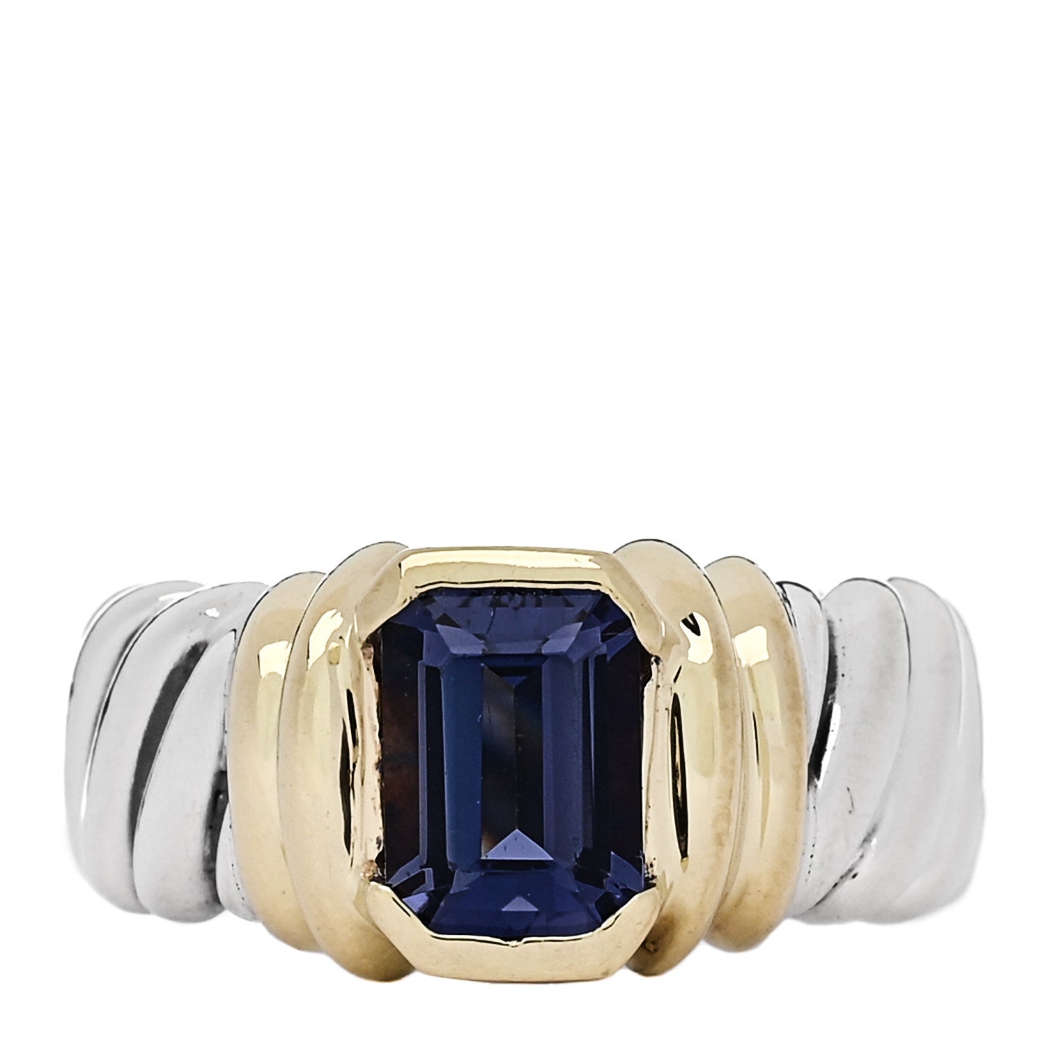 David Yurman Sterling Silver 14K Yellow Gold Iolite Ring 53 6.25 1 of 5