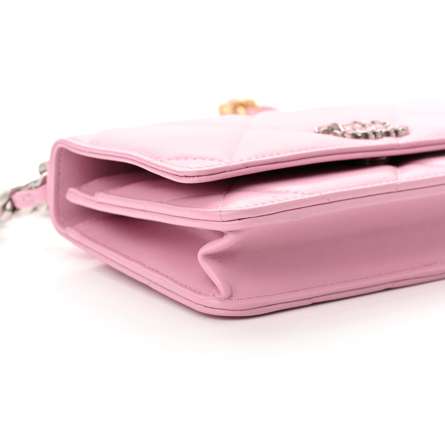Chanel Lambskin Quilted Chanel 19 Wallet On Chain WOC Dark Pink 8 of 10