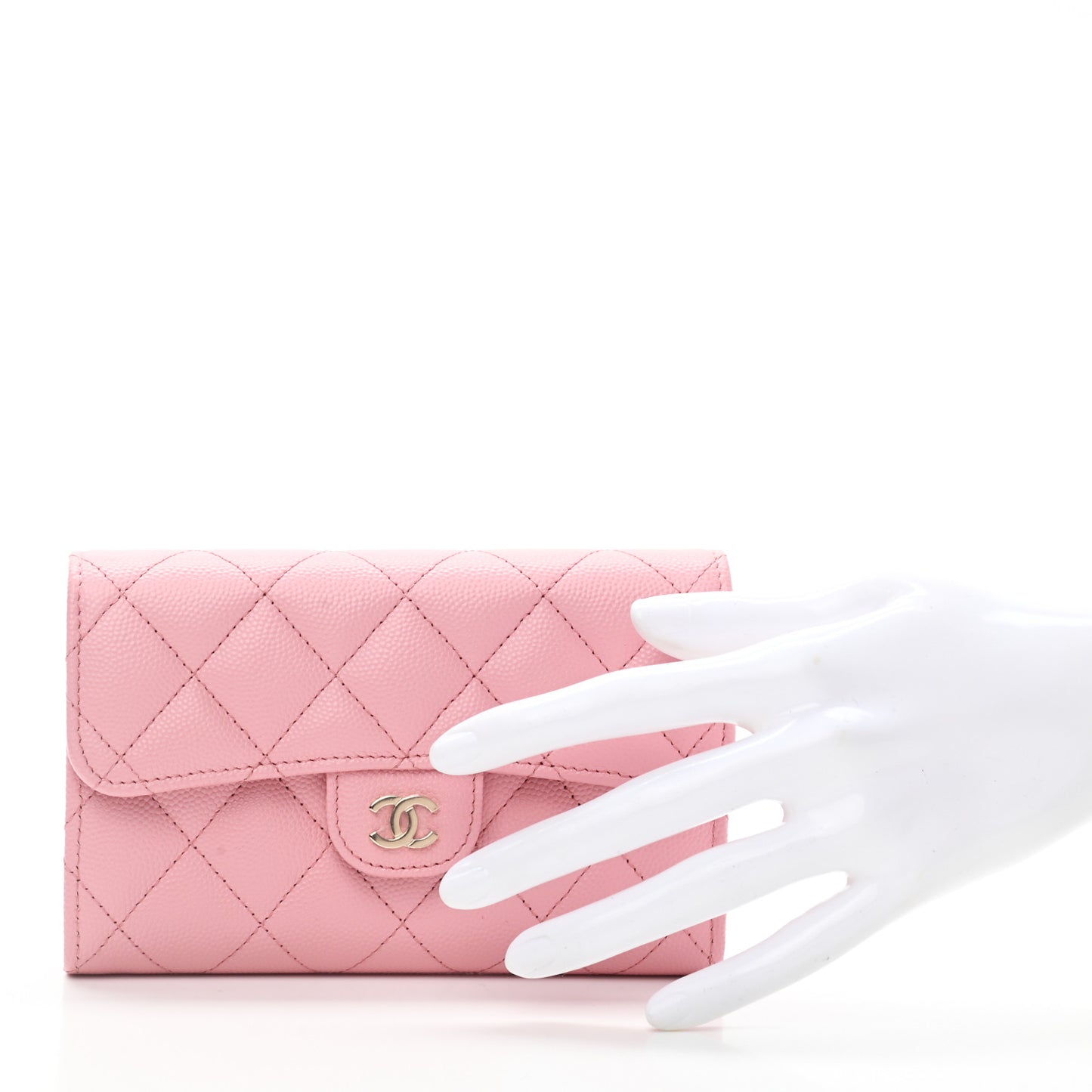 Caviar Quilted Medium Flap Wallet Pink