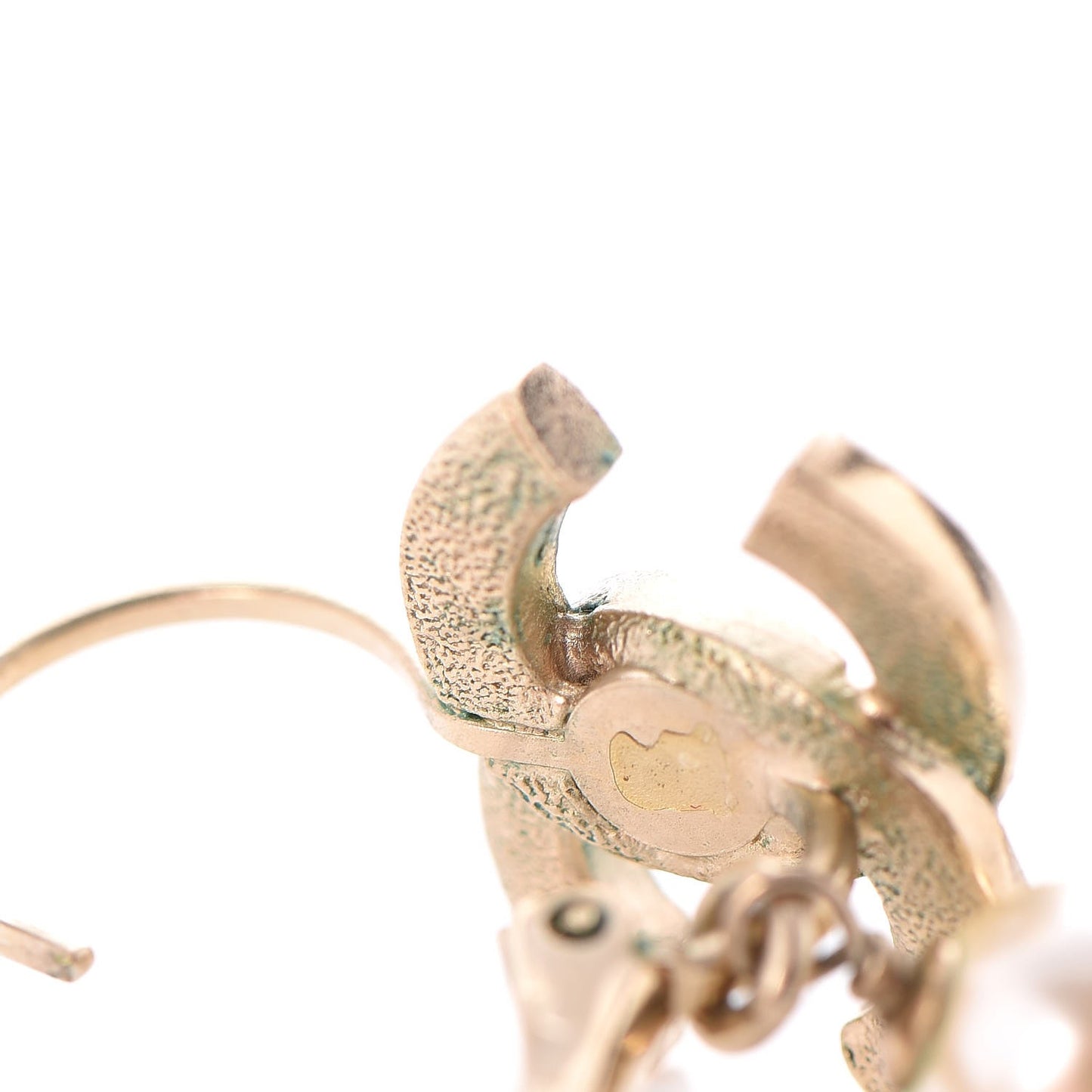 Crystal Pearl CC Drop Earrings Light Gold