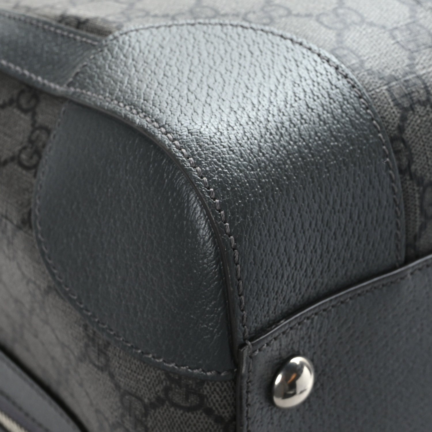 Gucci GG Supreme Monogram Textured Dollar Calfskin Large Savoy Duffle Bag Grey Black Graphite Grey 9 of 10
