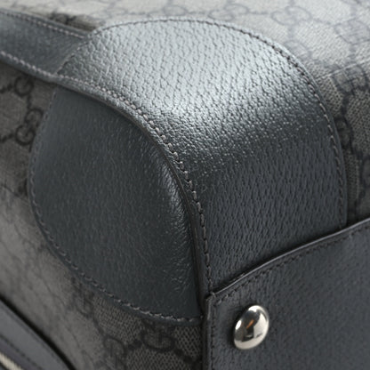 Gucci GG Supreme Monogram Textured Dollar Calfskin Large Savoy Duffle Bag Grey Black Graphite Grey 9 of 10