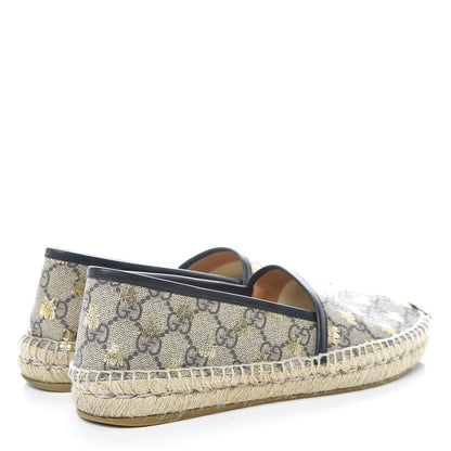 Gucci GG Supreme Monogram Bees Espadrille Flats 38 Beige Ebony Oro Black 4 of 14