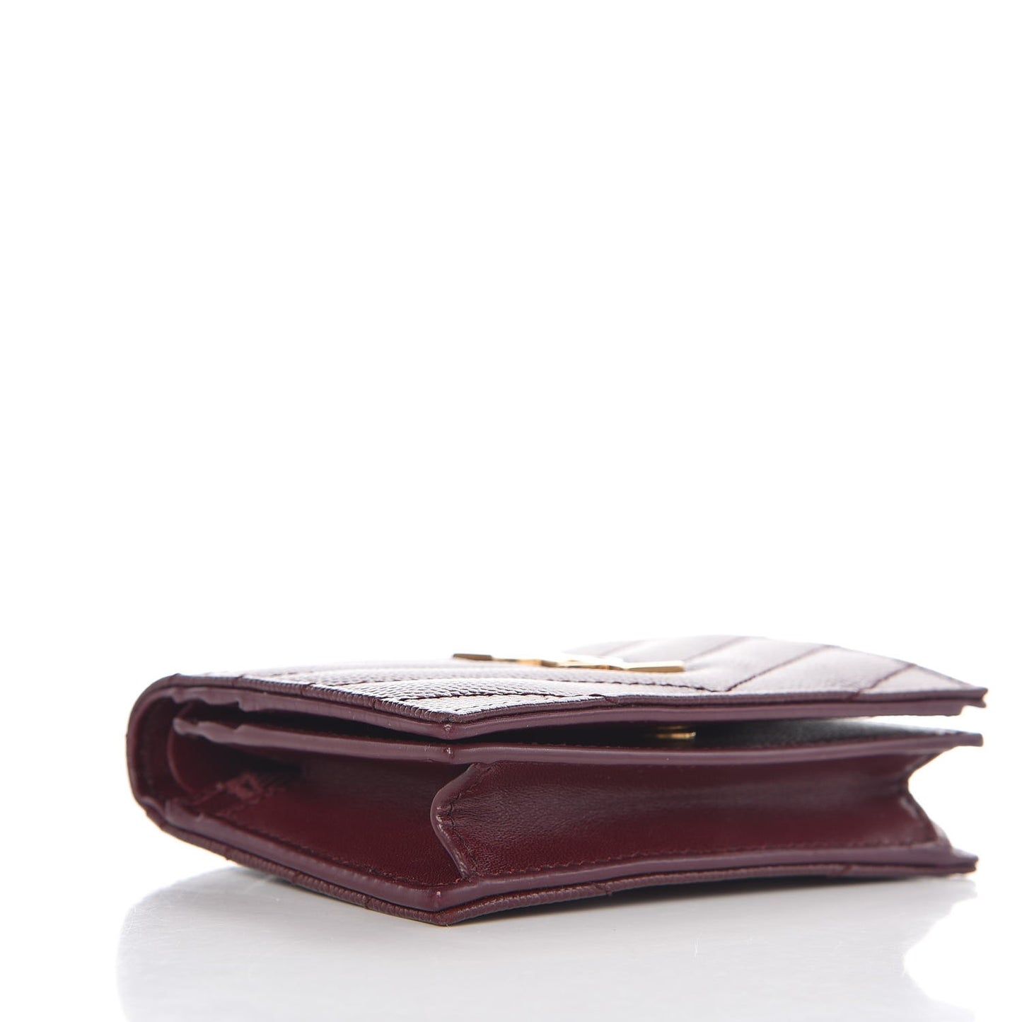 Grain De Poudre Matelasse Chevron Monogram Card Case Bordeaux