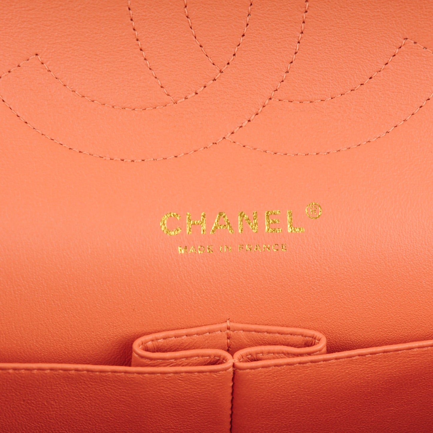 Lambskin Quilted Jumbo Double Flap Light Orange
