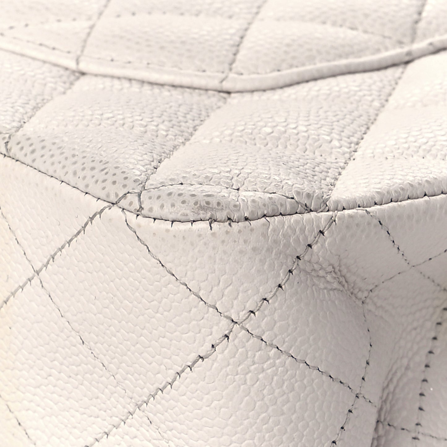 Caviar Quilted Medium Double Flap White