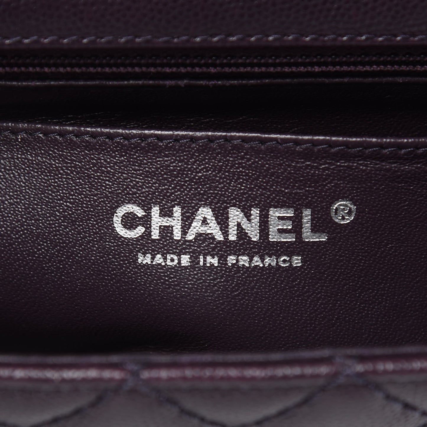 Washed Caviar Quilted Mini Rectangular Flap Dark Purple