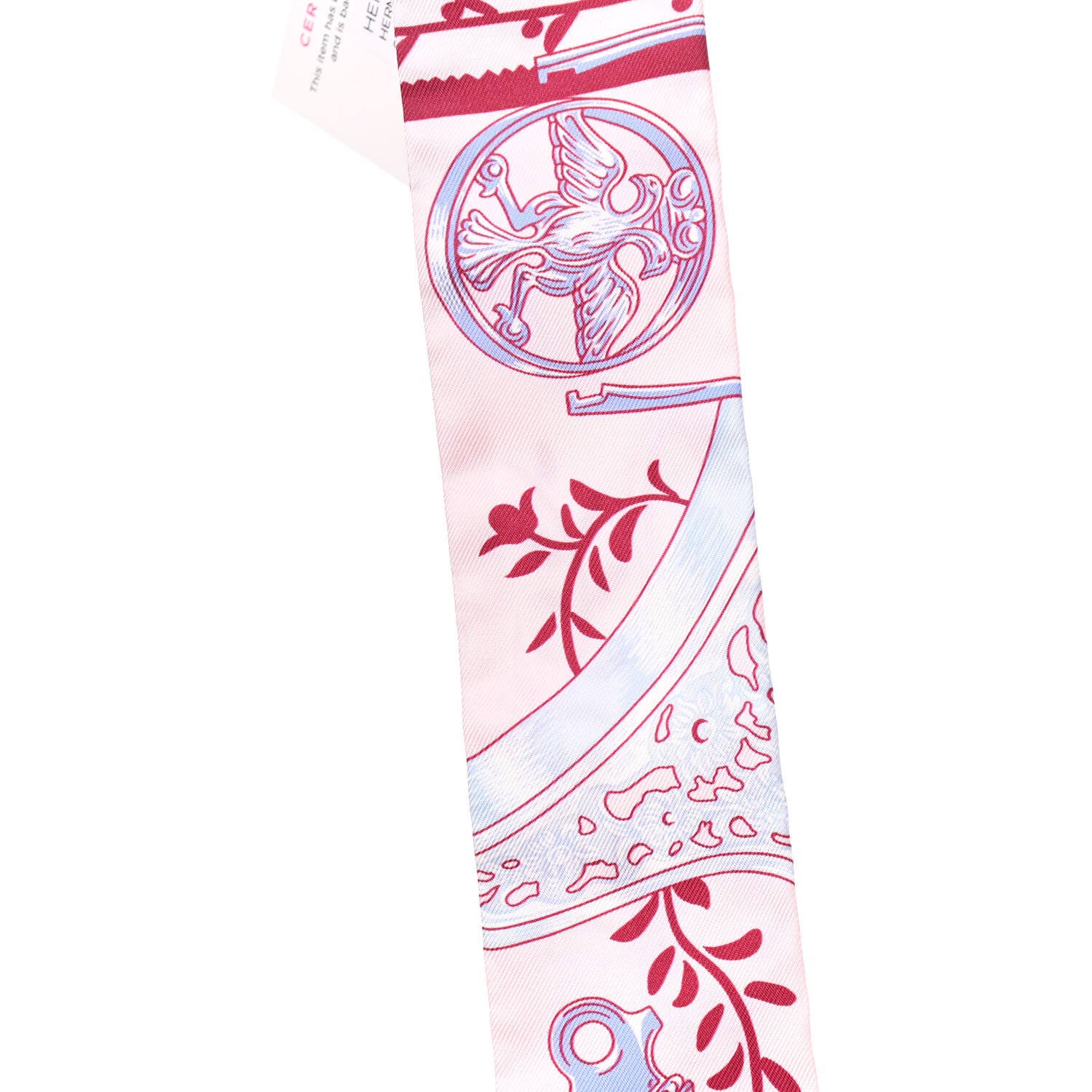 Hermes Silk Etriers Remix Twilly Rose Pale Bordeaux 7 of 7