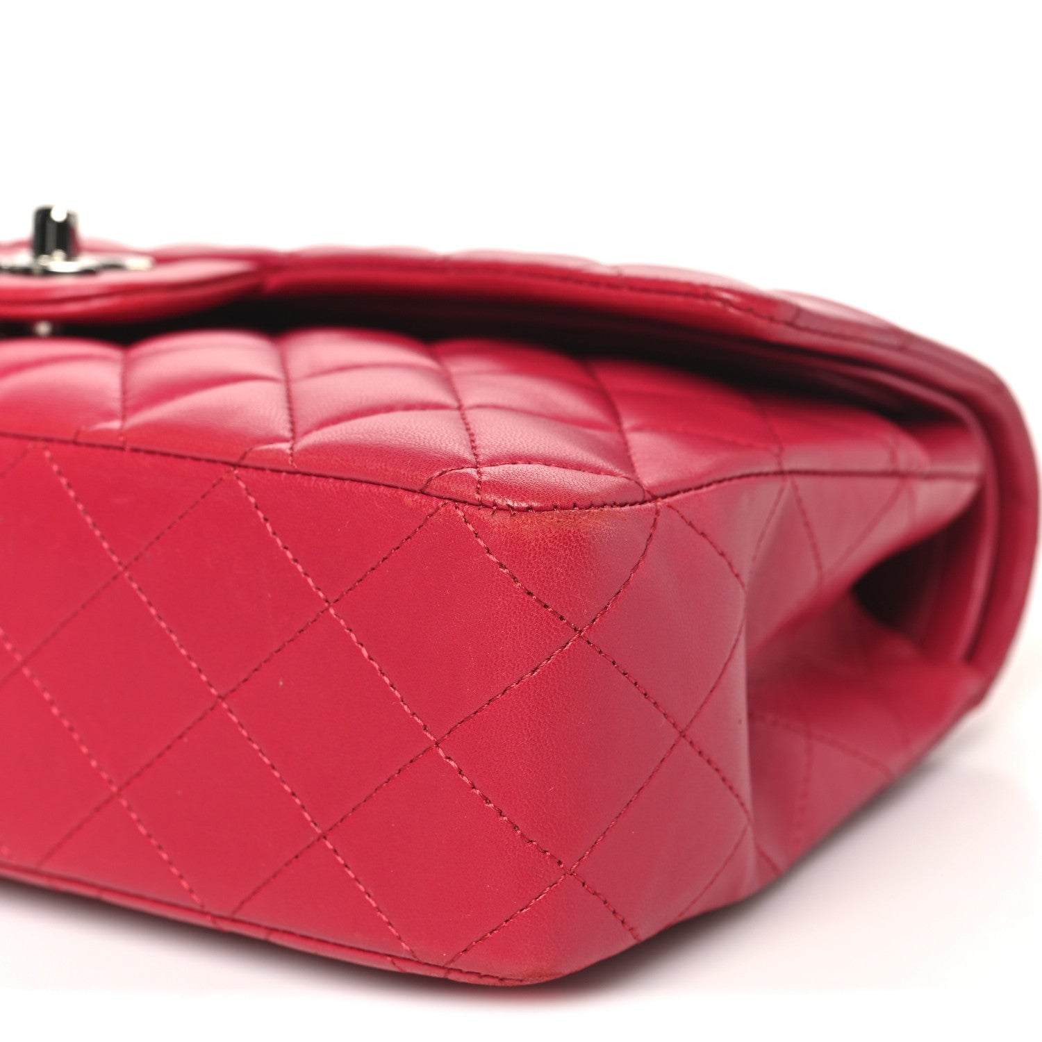 Chanel Lambskin Quilted Medium Double Flap Dark Pink 10 of 10