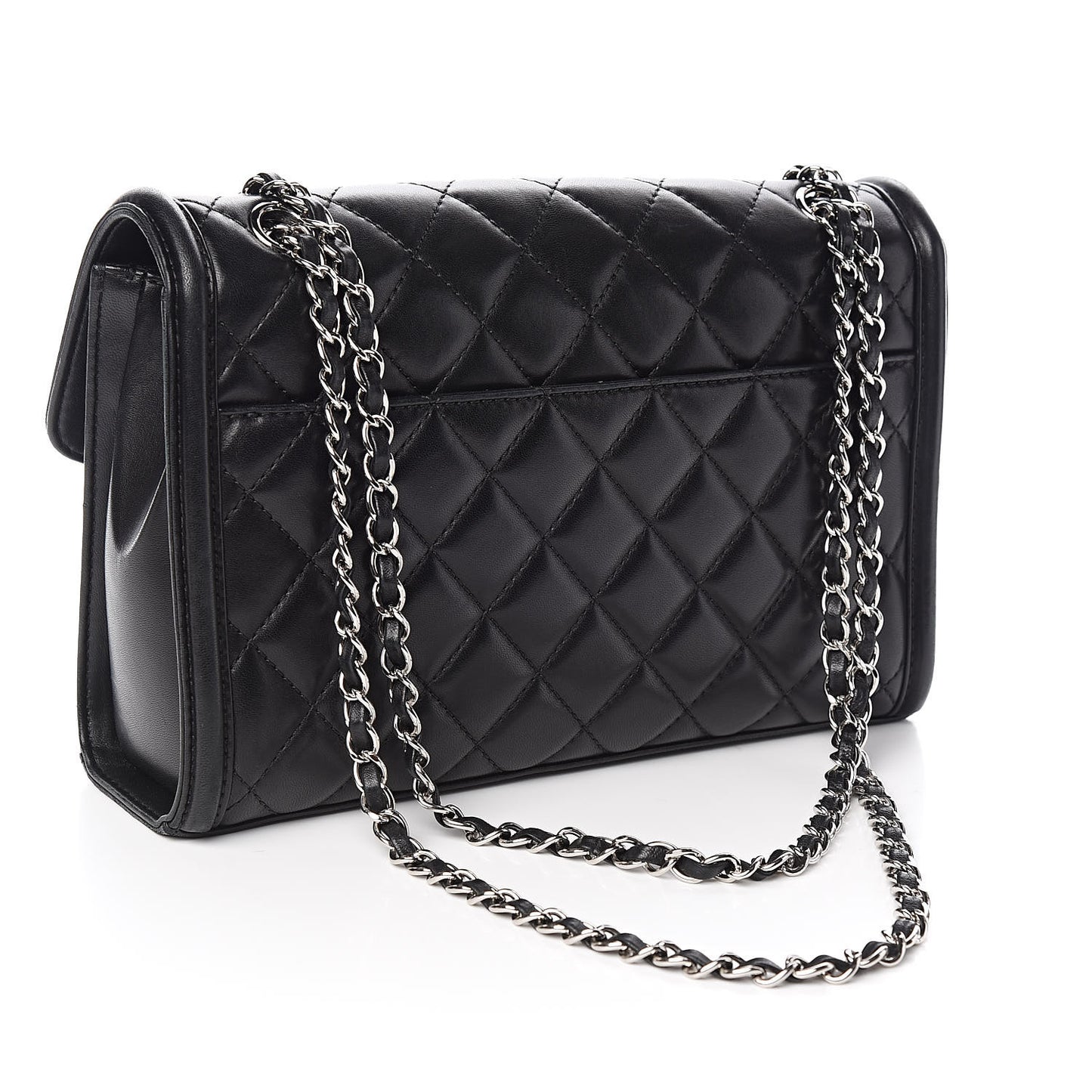 Lambskin Quilted Large Geometric Flap Black