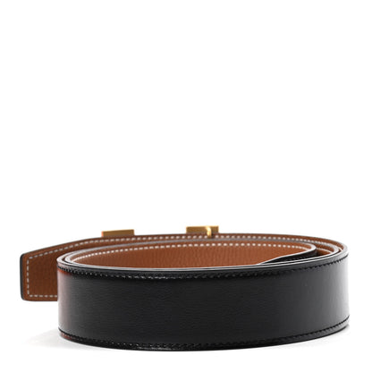 Hermes 135 Togo 32mm Martelee H Belt 85 Black Gold 2 of 4