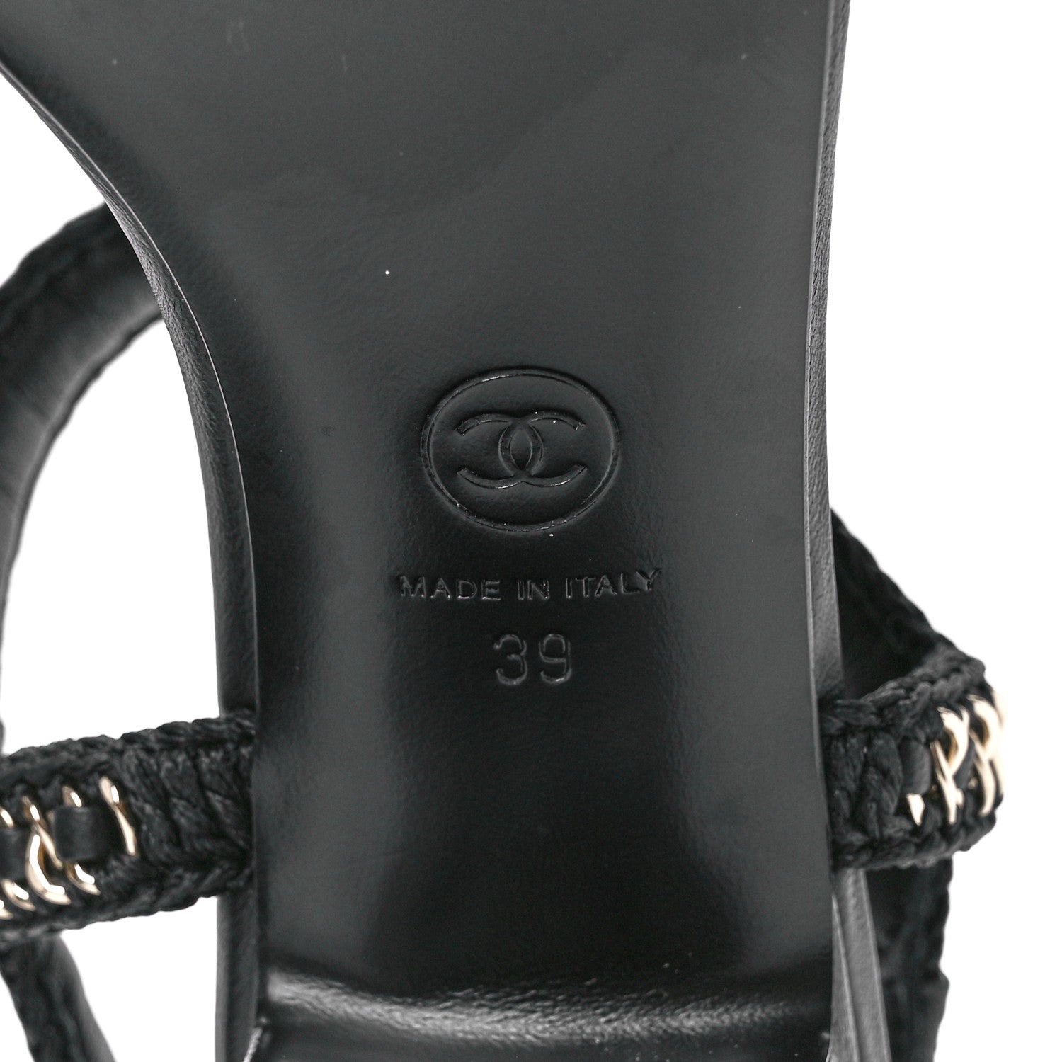 Chanel Lambskin CC Chain Braided Sandals 39 Black 6 of 9