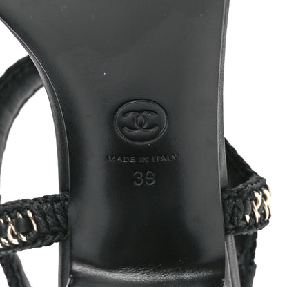 Chanel Lambskin CC Chain Braided Sandals 39 Black 6 of 9