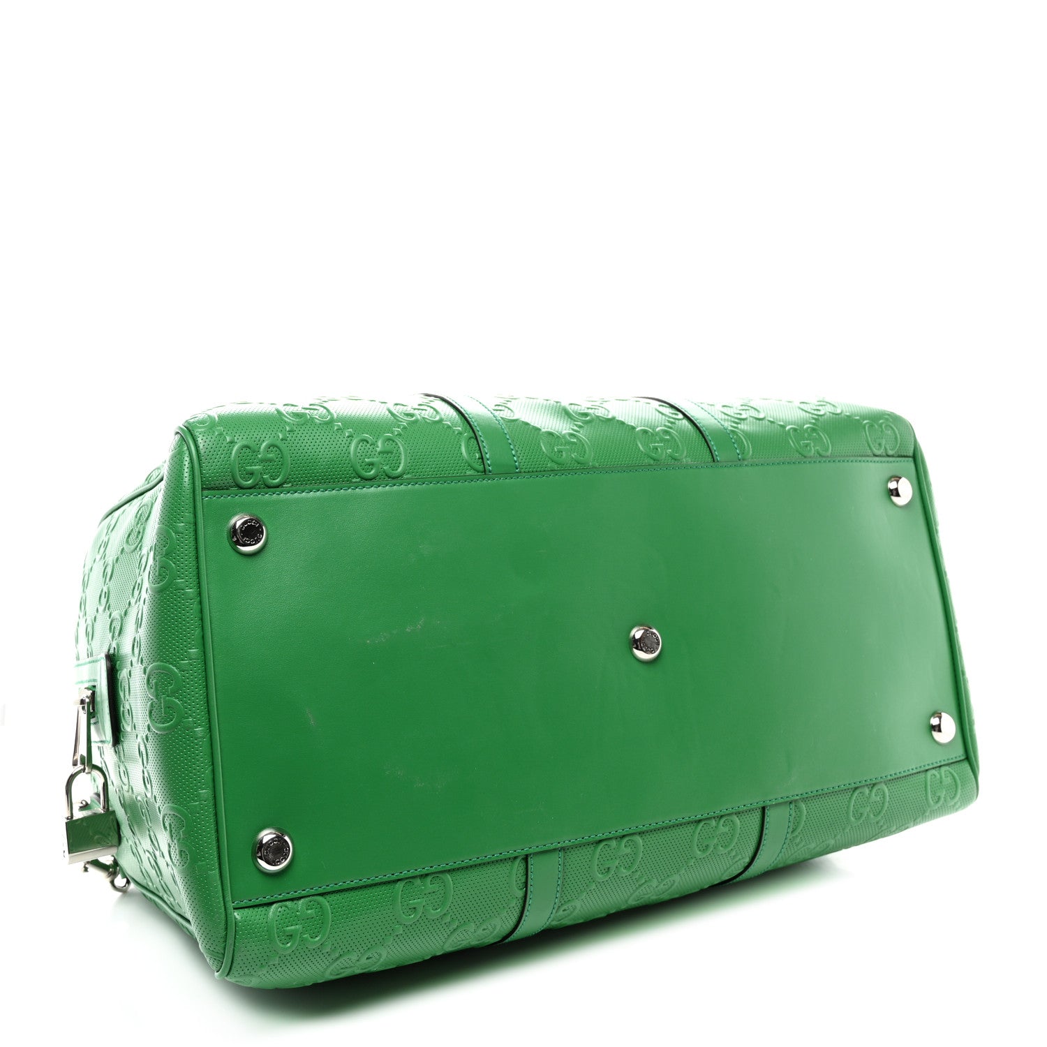 Gucci Calfskin GG Tennis Embossed Duffle Bag New Shamarock 3 of 9