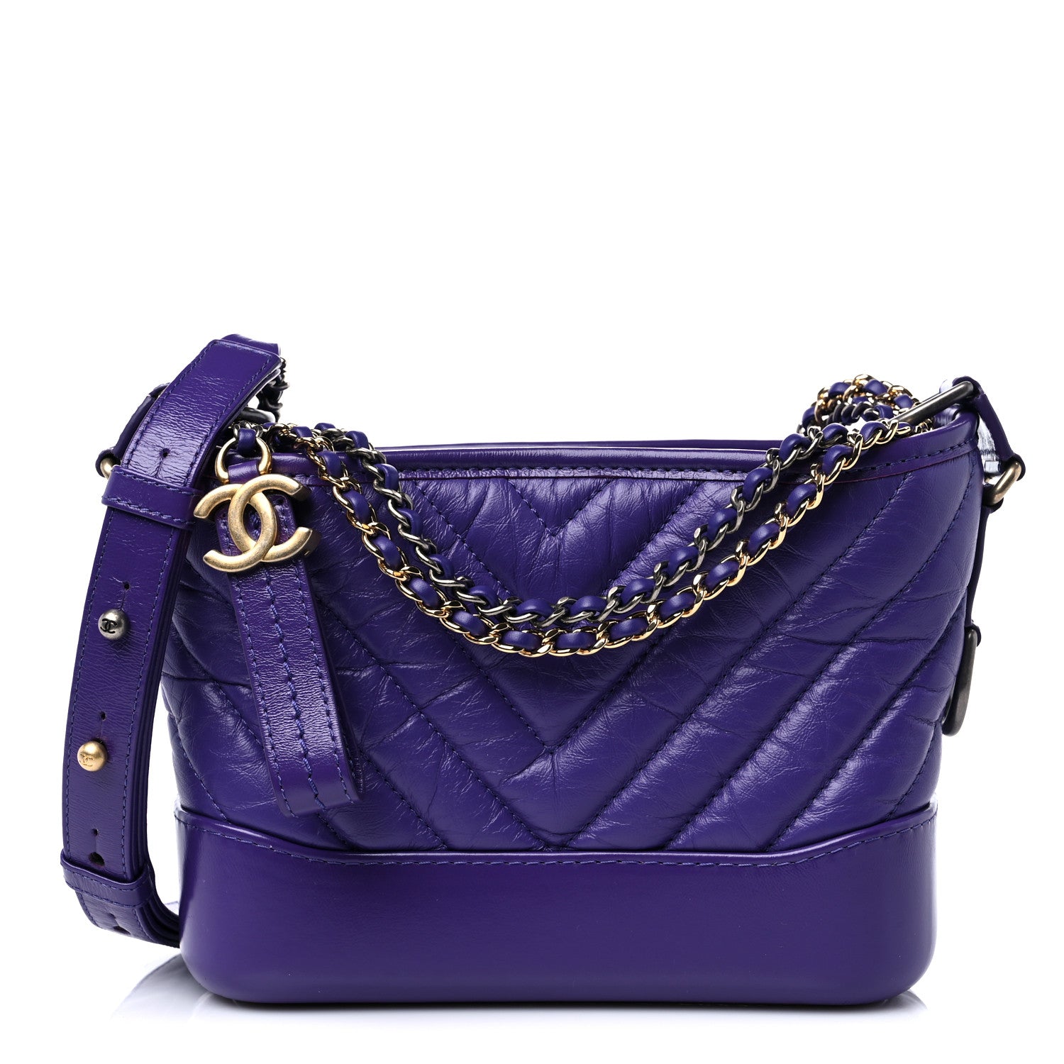 Chanel Aged Calfskin Chevron Quilted Small Gabrielle Hobo Purple 1 of 10