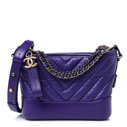 Chanel Aged Calfskin Chevron Quilted Small Gabrielle Hobo Purple 1 of 10