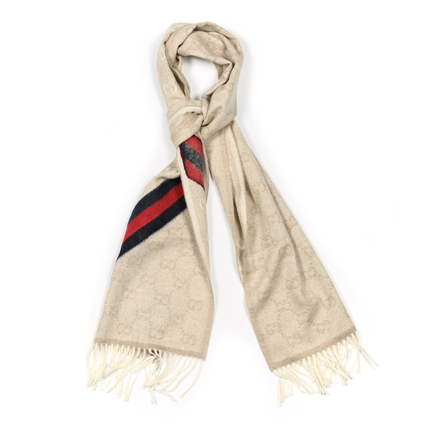 Wool Angora Monogram Web New Nikky Scarf Sand Blue