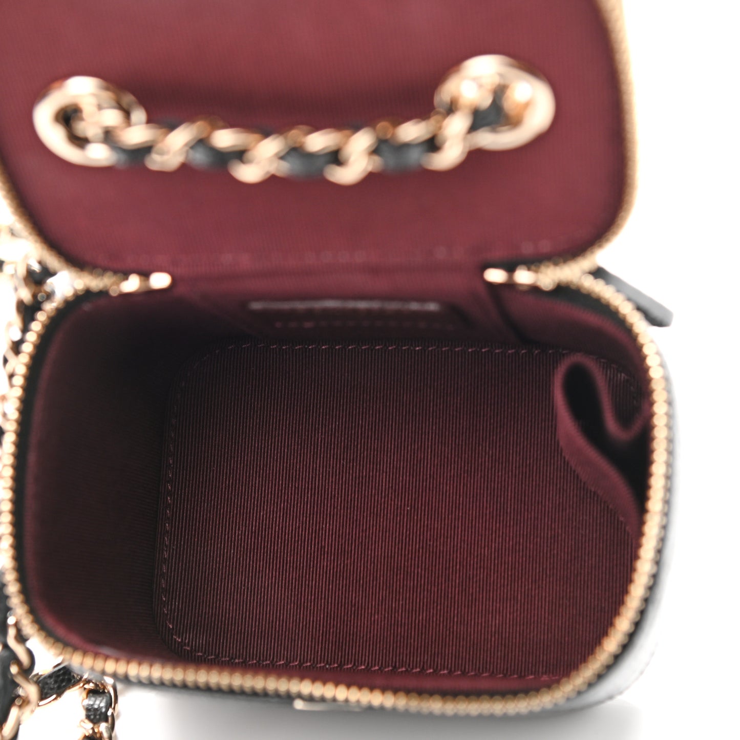 Caviar Quilted Mini Vanity Case With Chain Black