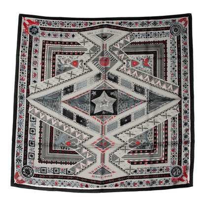 Hermes Silk Ors Blues d'Afrique Scarf 90 Noir Gris Rouge 2 of 8