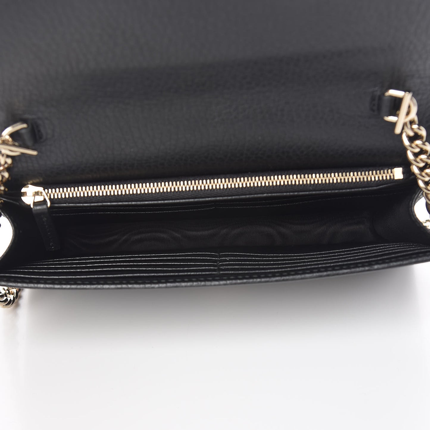 Dollar Calfskin Interlocking G Chain Wallet Black