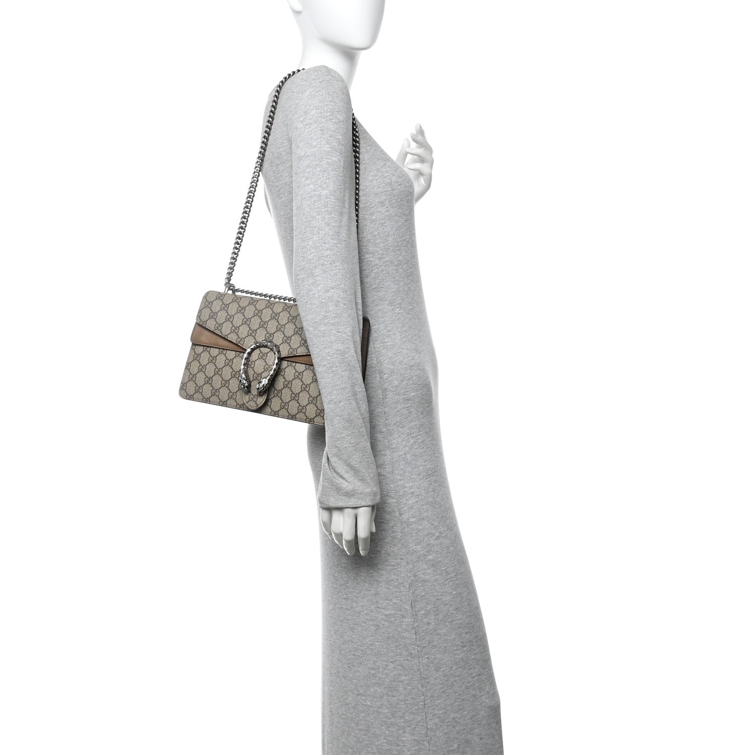 Gucci GG Supreme Monogram Small Dionysus Shoulder Bag Taupe 2 of 12