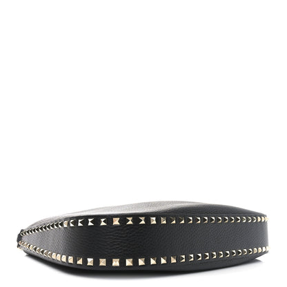 Valentino Garavani Grained Calfskin Rockstud Hobo Bag Black 4 of 9