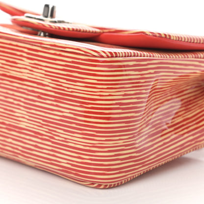 Chanel Patent Calfskin Striped Mini Square Flap Red 10 of 10